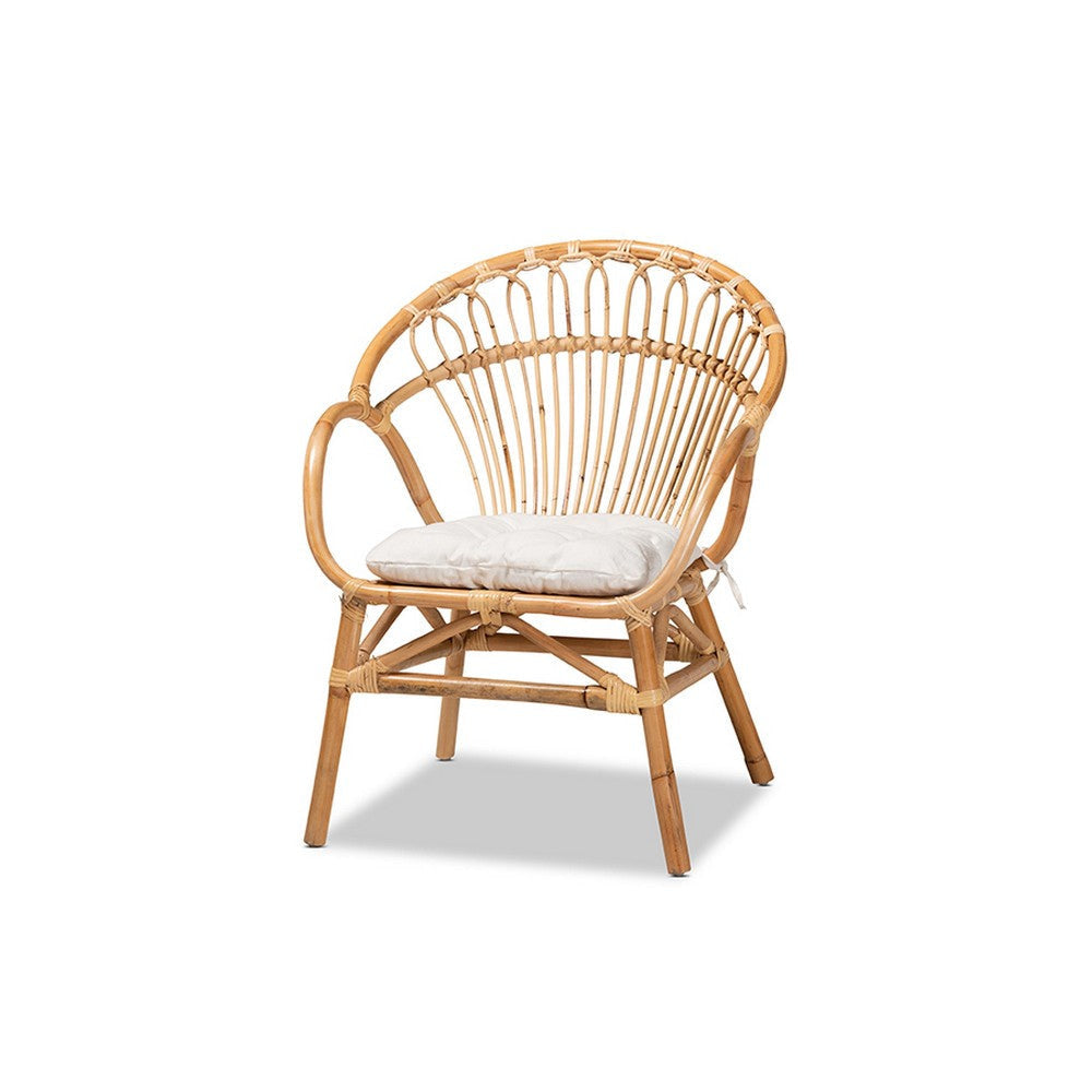bali & pari Benicia Modern Bohemian Natural Brown Rattan Dining Chair WHI-DC818-Rattan-DC