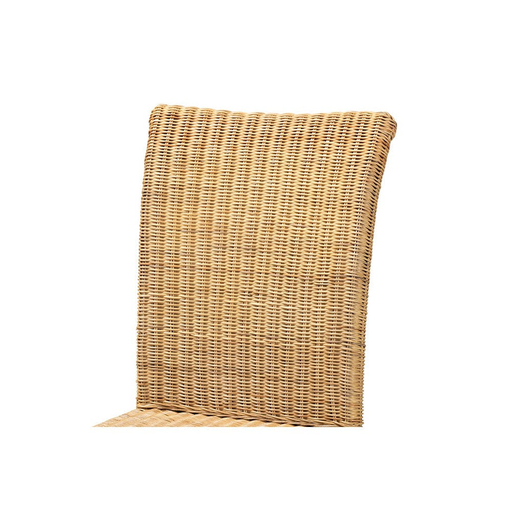 bali & pari Shamara Modern Bohemian Natural Rattan and Mahogany Wood Dining Chair WHI-DC9001-Rattan-DC