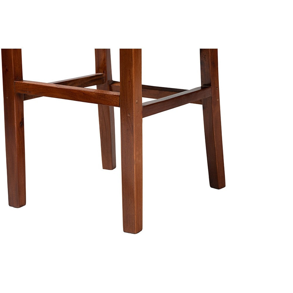 bali & pari Racquel Modern Bohemian Natural Rattan and Mahogany Wood Bar Stool WHI-DC9003-Rattan-BS