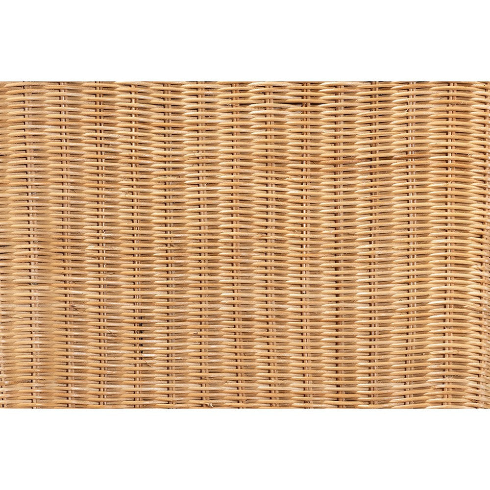 bali & pari Racquel Modern Bohemian Natural Rattan and Mahogany Wood Bar Stool WHI-DC9003-Rattan-BS