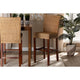 bali & pari Racquel Modern Bohemian Natural Rattan and Mahogany Wood Bar Stool