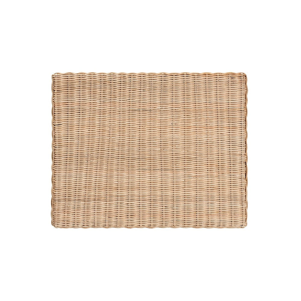 bali & pari Farica Modern Bohemian Natural Rattan And Mahogany Accent Bench WHI-DC9050-Rattan-Bench