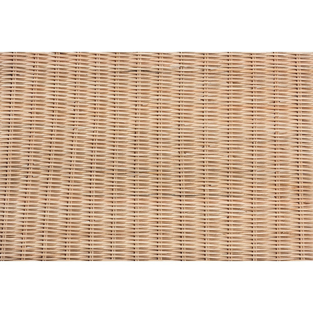 bali & pari Farica Modern Bohemian Natural Rattan And Mahogany Accent Bench WHI-DC9050-Rattan-Bench