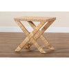 bali & pari Farica Modern Bohemian Natural Rattan And Mahogany Accent Bench