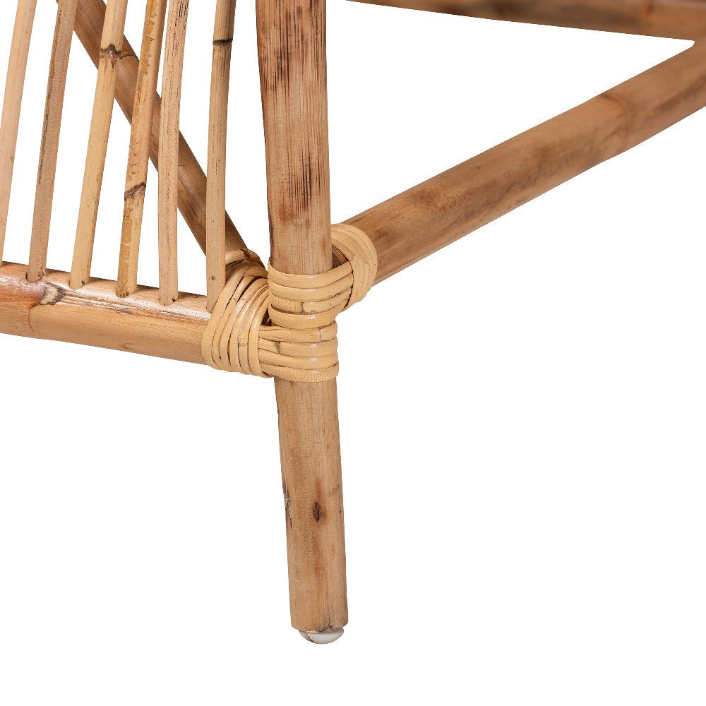 Baxton Studio Lamaria Modern Bohmenian Natural Brown Antique Rattan 2-Piece Chair and Footstool Set WHI-DC9099-Rattan-2PC-Set