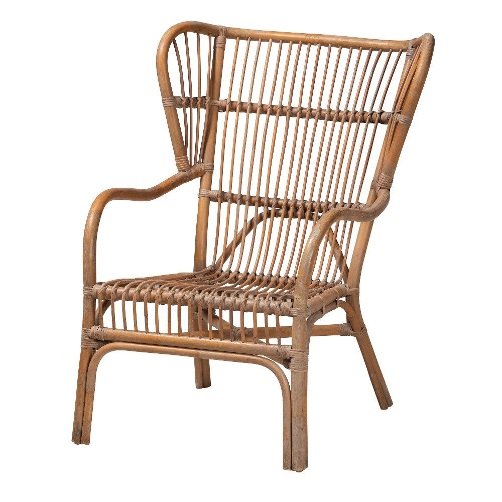 bali & pari Lamaria Modern Bohmenian Natural Brown Antique Rattan Armchair WHI-DC9099-Rattan-CC
