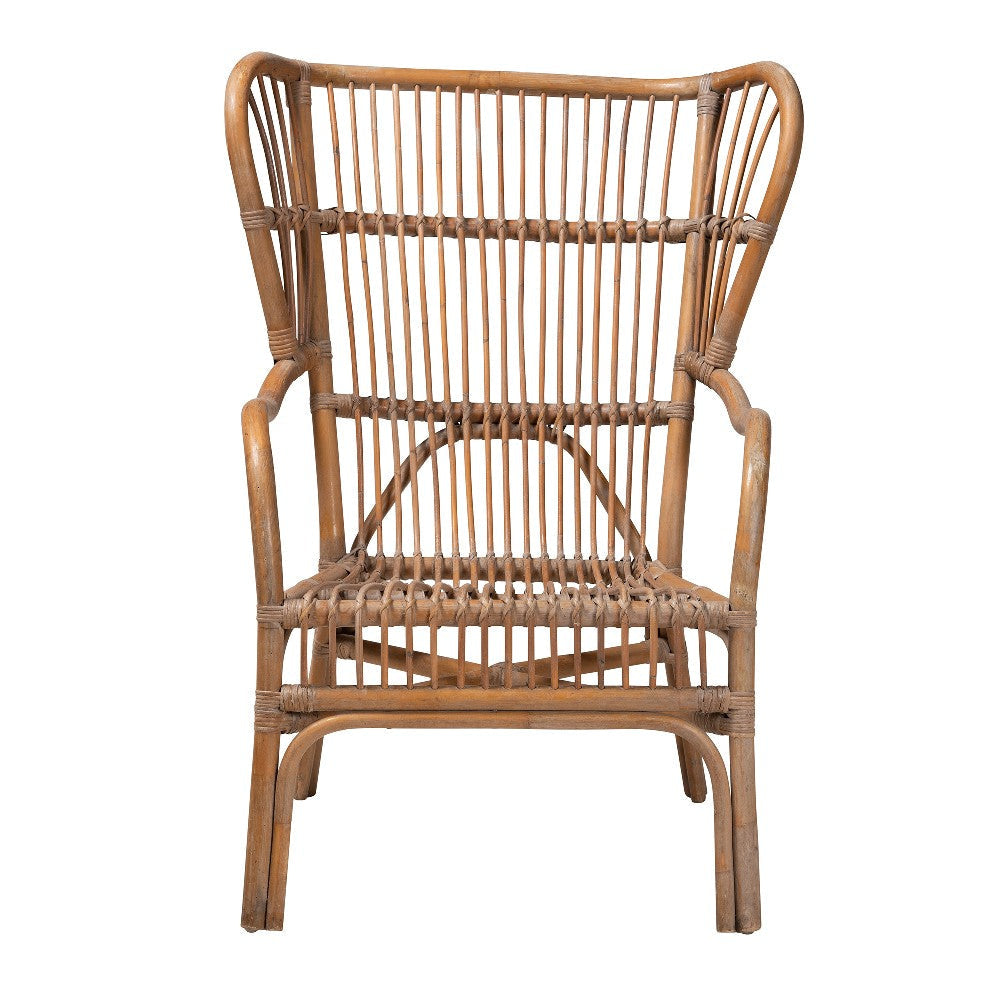 bali & pari Lamaria Modern Bohmenian Natural Brown Antique Rattan Armchair WHI-DC9099-Rattan-CC