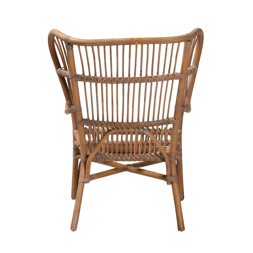bali & pari Lamaria Modern Bohmenian Natural Brown Antique Rattan Armchair WHI-DC9099-Rattan-CC