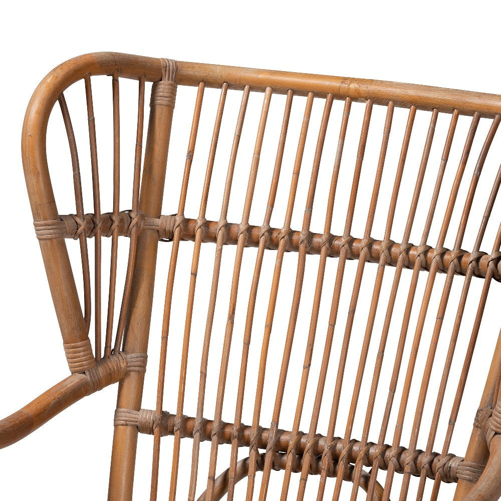 bali & pari Lamaria Modern Bohmenian Natural Brown Antique Rattan Armchair WHI-DC9099-Rattan-CC