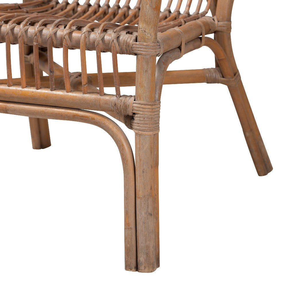 bali & pari Lamaria Modern Bohmenian Natural Brown Antique Rattan Armchair