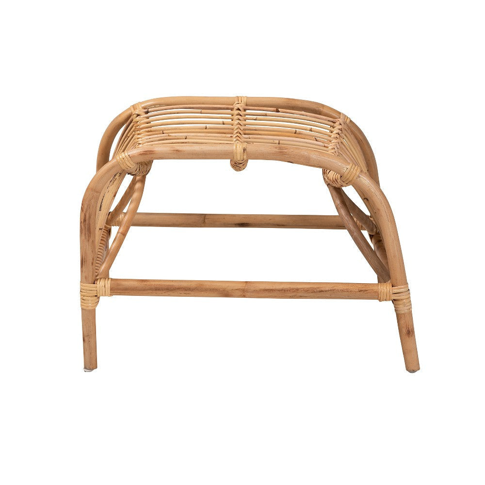 bali & pari Lamaria Modern Bohmenian Natural Brown Antique Rattan Footstool WHI-DC9099-Rattan-Footstool