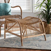bali & pari Lamaria Modern Bohmenian Natural Brown Antique Rattan Footstool WHI-DC9099-Rattan-Footstool