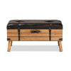 Baxton Studio Amena Rustic Transitional Dark Brown PU Leather Upholstered and Oak Finished Wood Large Storage Ottoman