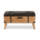 Baxton Studio Amena Rustic Transitional Dark Brown PU Leather Upholstered and Oak Finished Wood Large Storage Ottoman