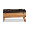 Baxton Studio Amena Rustic Transitional Dark Brown PU Leather Upholstered and Oak Finished Wood Large Storage Ottoman
