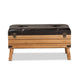 Baxton Studio Amena Rustic Transitional Dark Brown PU Leather Upholstered and Oak Finished Wood Large Storage Ottoman