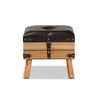 Baxton Studio Amena Rustic Transitional Dark Brown PU Leather Upholstered and Oak Finished Wood Small Storage Ottoman