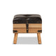 Baxton Studio Amena Rustic Transitional Dark Brown PU Leather Upholstered and Oak Finished Wood Small Storage Ottoman