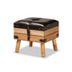 Baxton Studio Amena Rustic Transitional Dark Brown PU Leather Upholstered and Oak Finished Wood Small Storage Ottoman