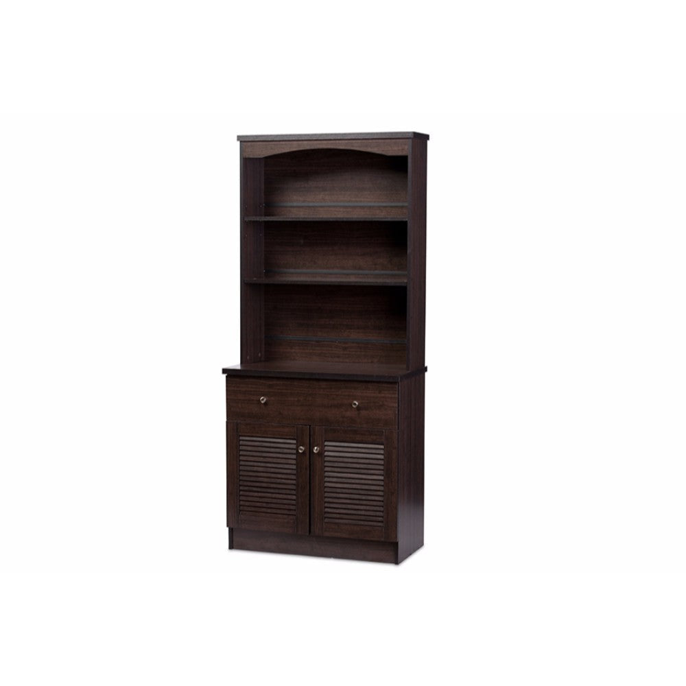 Baxton Studio Agni Modern and Contemporary Dark Brown Buffet and Hutch Kitchen Cabinet