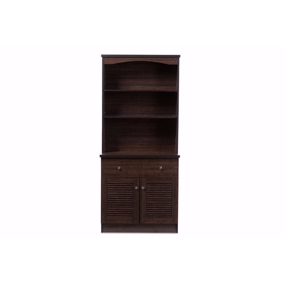 Baxton Studio Agni Modern and Contemporary Dark Brown Buffet and Hutch Kitchen Cabinet