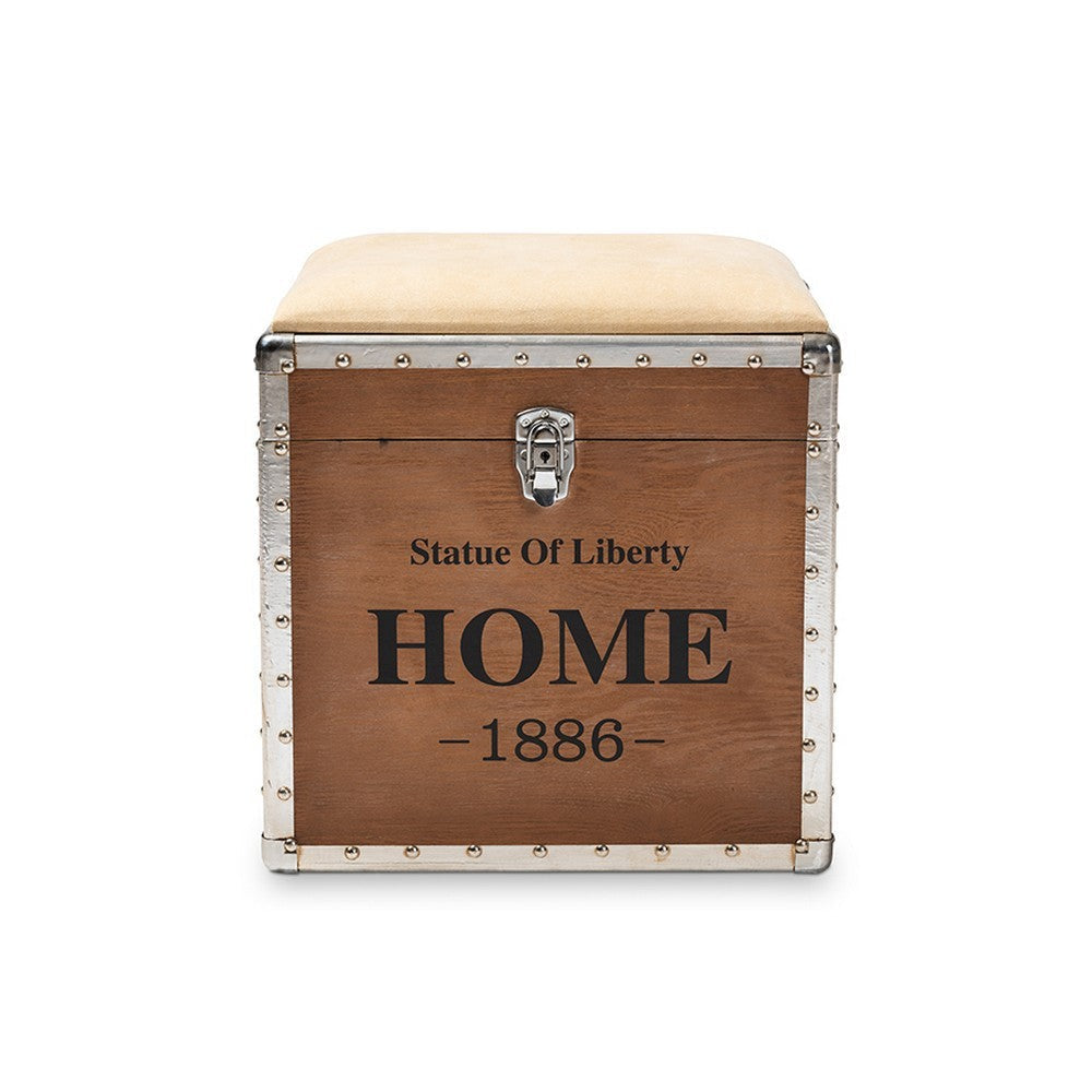 Baxton Studio Violetta Vintage Industrial Beige Fabric Upholstered Wood Storage Trunk Ottoman WHI-DSG17A102-Beige-Trunk