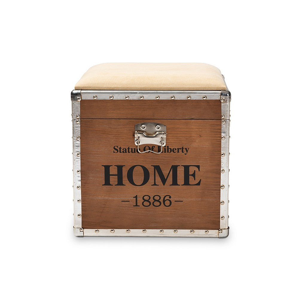 Baxton Studio Violetta Vintage Industrial Beige Fabric Upholstered Wood Storage Trunk Ottoman WHI-DSG17A102-Beige-Trunk