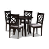 Baxton Studio Daisy Modern and Contemporary Grey Fabric Upholstered and Dark Brown Finished Wood 5-Piece Dining Set