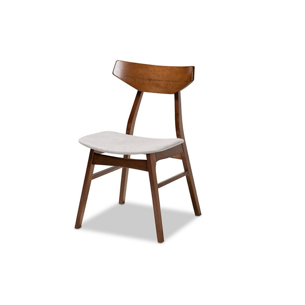 Baxton Studio Lois Mid-Century Modern Transitional Light Grey Fabric Upholstered and Walnut Brown Finished Wood 5-Piece Dining Set