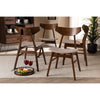 Baxton Studio Danica Mid-Century Modern Transitional Light Beige Fabric Upholstered and Walnut Brown Finished Wood 4-Piece Dining Chair Set