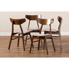 Baxton Studio Danica Mid-Century Modern Transitional Light Beige Fabric Upholstered and Walnut Brown Finished Wood 4-Piece Dining Chair Set