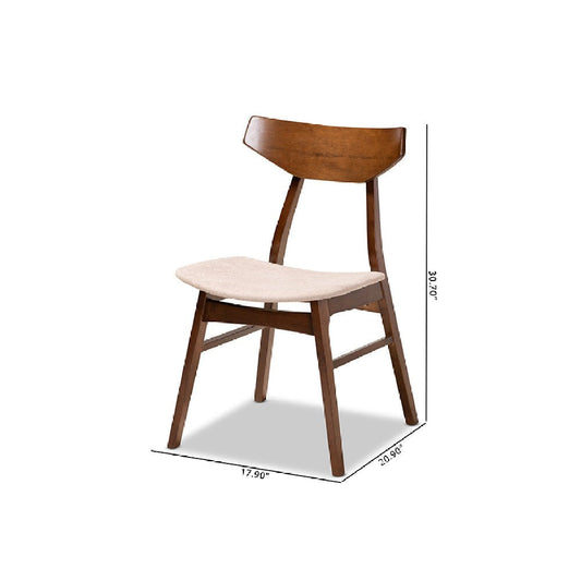 Baxton Studio Danica Mid-Century Modern Transitional Light Beige Fabric Upholstered and Walnut Brown Finished Wood 4-Piece Dining Chair Set