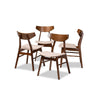 Baxton Studio Danica Mid-Century Modern Transitional Light Beige Fabric Upholstered and Walnut Brown Finished Wood 4-Piece Dining Chair Set