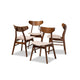 Baxton Studio Danica Mid-Century Modern Transitional Light Beige Fabric Upholstered and Walnut Brown Finished Wood 4-Piece Dining Chair Set