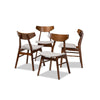 Baxton Studio Danica Mid-Century Modern Transitional Light Grey Fabric Upholstered and Walnut Brown Finished Wood 4-Piece Dining Chair Set