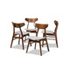 Baxton Studio Danica Mid-Century Modern Transitional Light Grey Fabric Upholstered and Walnut Brown Finished Wood 4-Piece Dining Chair Set