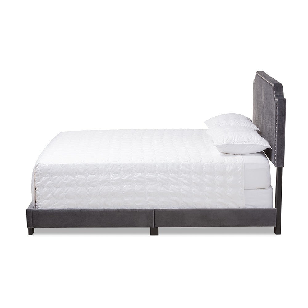Baxton Studio Darcy Luxe and Glamour Dark Grey Velvet Upholstered King Size Bed WHI-Darcy-Grey-King