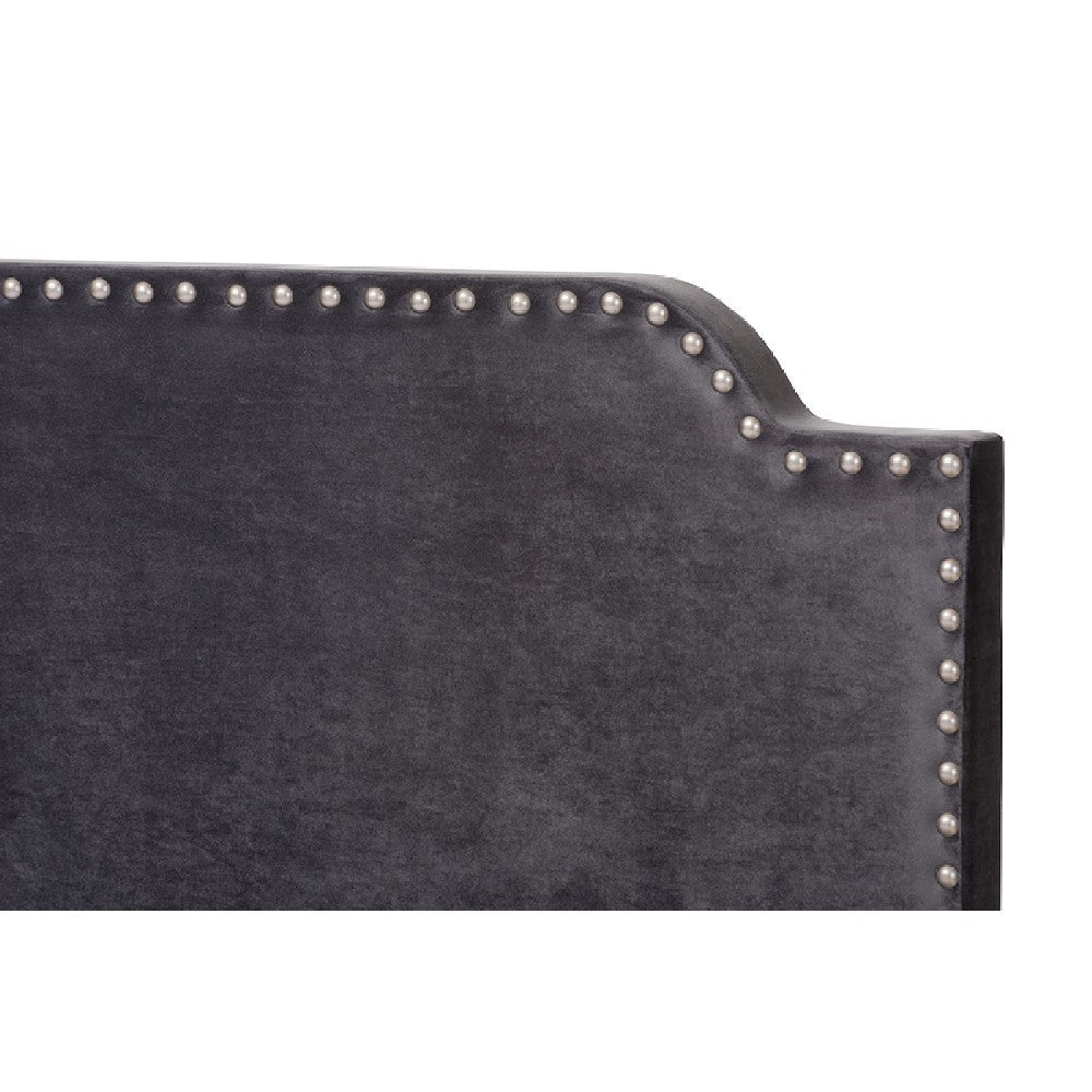 Baxton Studio Darcy Luxe and Glamour Dark Grey Velvet Upholstered King Size Bed WHI-Darcy-Grey-King