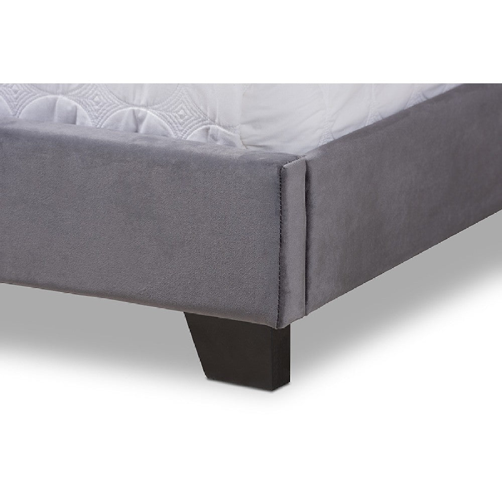 Baxton Studio Darcy Luxe and Glamour Dark Grey Velvet Upholstered King Size Bed WHI-Darcy-Grey-King