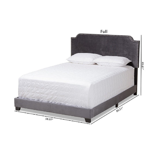 Baxton Studio Darcy Luxe and Glamour Dark Grey Velvet Upholstered King Size Bed