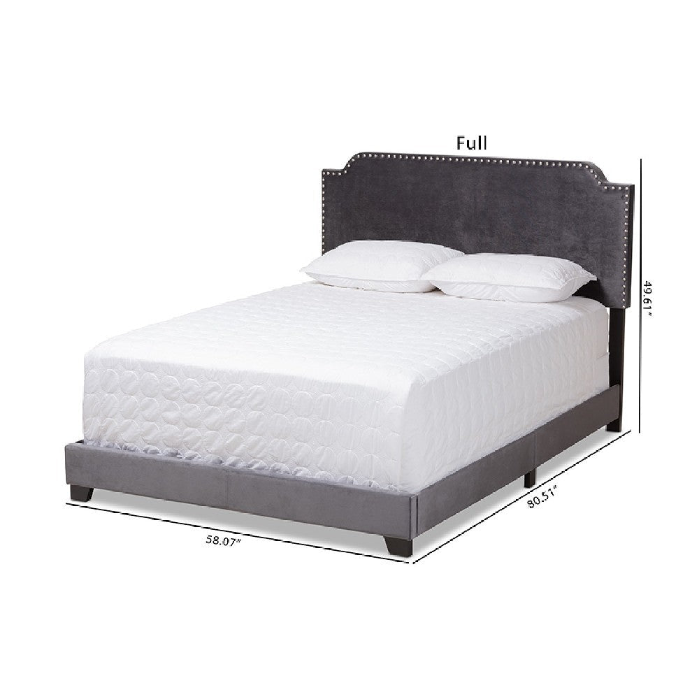 Baxton Studio Darcy Luxe and Glamour Dark Grey Velvet Upholstered King Size Bed