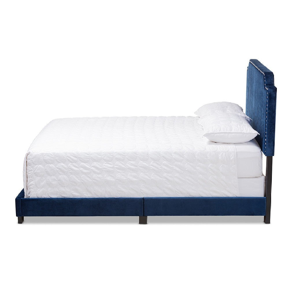 Baxton Studio Darcy Luxe and Glamour Navy Velvet Upholstered King Size Bed WHI-Darcy-Navy-King