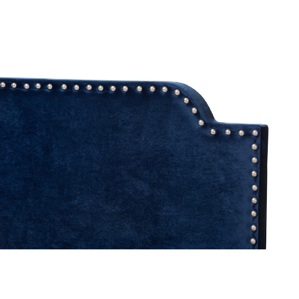 Baxton Studio Darcy Luxe and Glamour Navy Velvet Upholstered King Size Bed WHI-Darcy-Navy-King