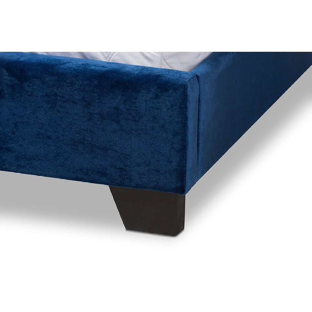 Baxton Studio Darcy Luxe and Glamour Navy Velvet Upholstered King Size Bed WHI-Darcy-Navy-King