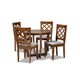Baxton Studio Dayna Modern and Contemporary Grey Fabric Upholstered and Walnut Brown Finished Wood 5-Piece Dining Set