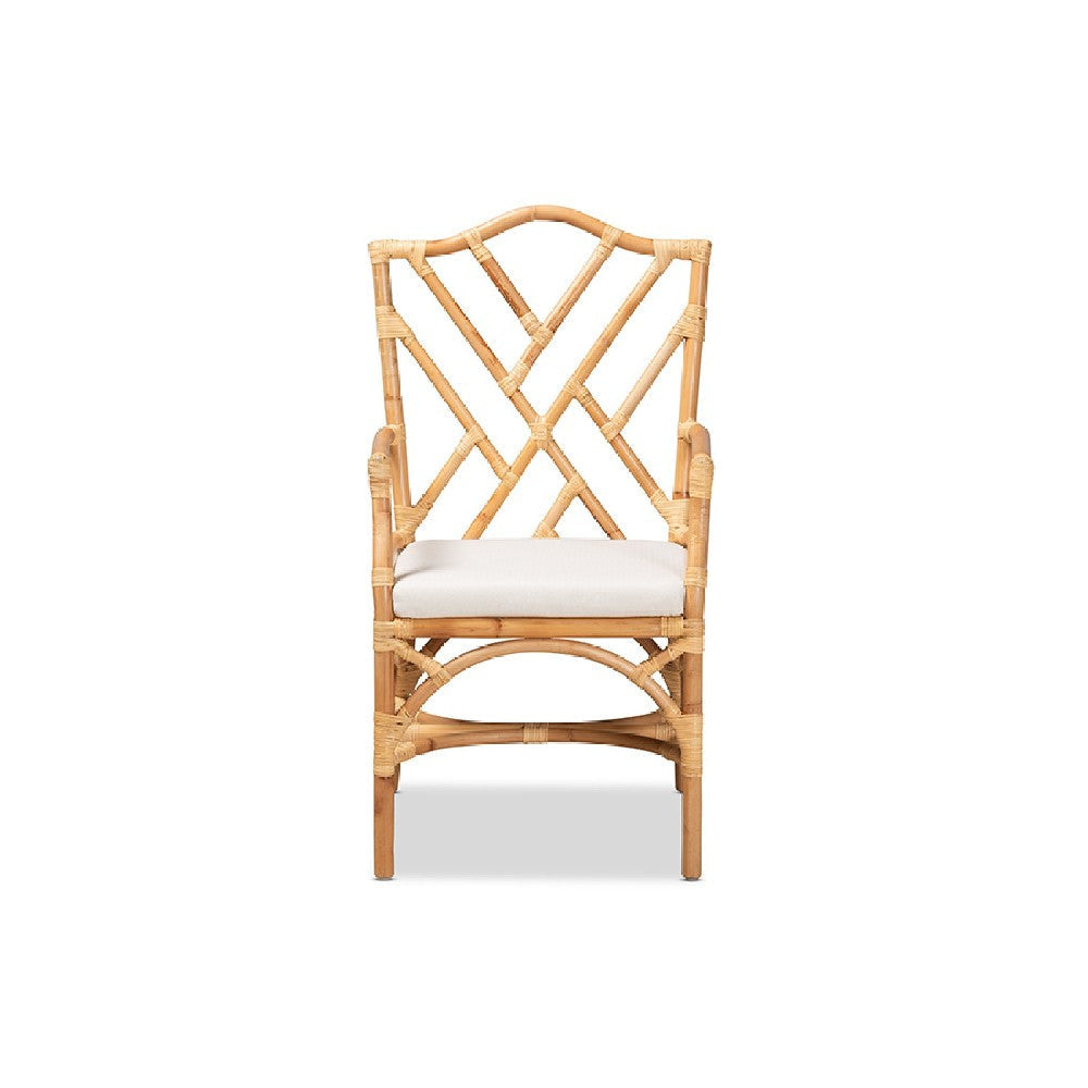 bali & pari Delta Modern and Contemporary Natural Finished Rattan Dining Chair WHI-Delta-Natural-DC