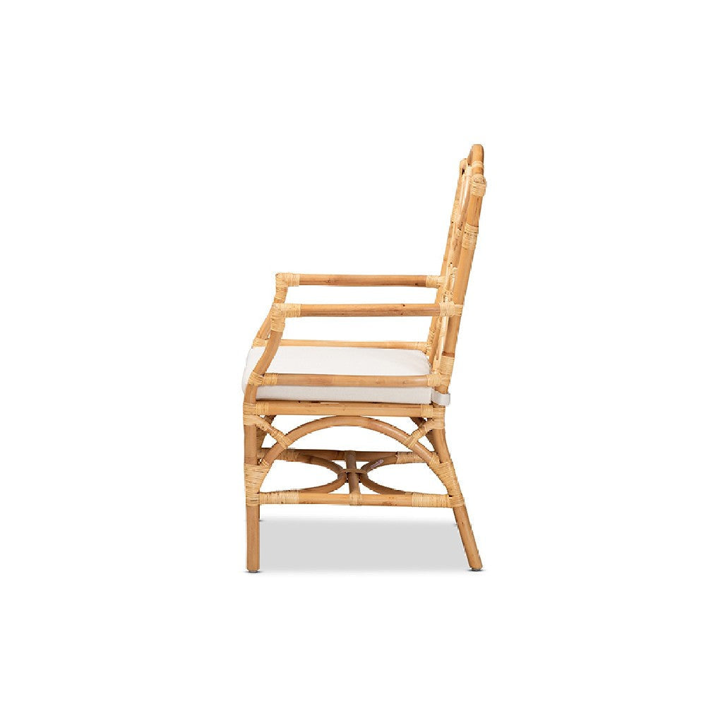 bali & pari Delta Modern and Contemporary Natural Finished Rattan Dining Chair WHI-Delta-Natural-DC