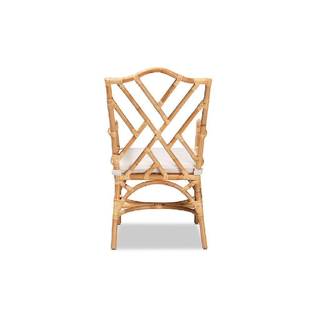 bali & pari Delta Modern and Contemporary Natural Finished Rattan Dining Chair WHI-Delta-Natural-DC