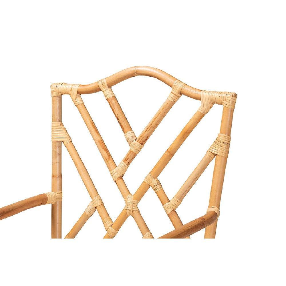 bali & pari Delta Modern and Contemporary Natural Finished Rattan Dining Chair WHI-Delta-Natural-DC