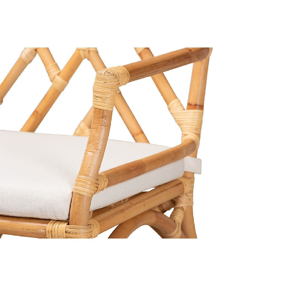 bali & pari Delta Modern and Contemporary Natural Finished Rattan Dining Chair WHI-Delta-Natural-DC